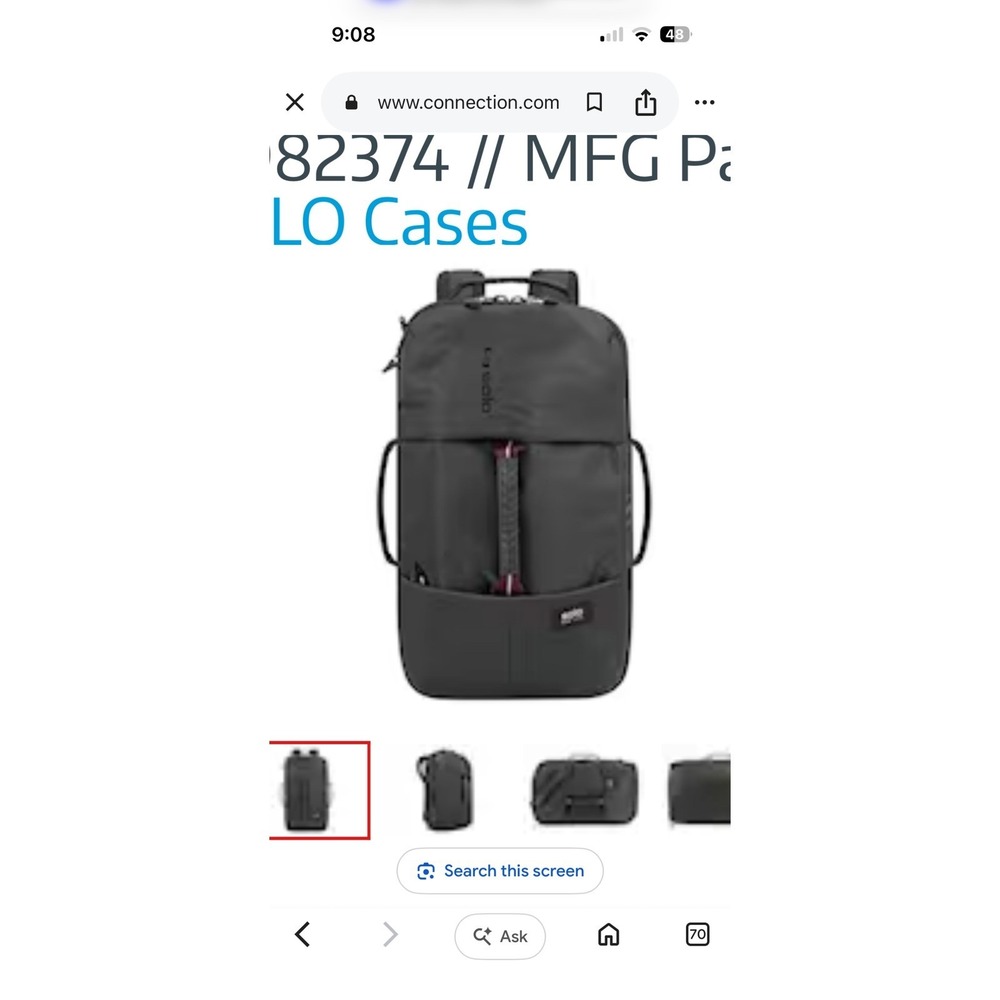 Solo New York Convertible Backpack Duffel Bag Black Laptop Travel Commuter Bag